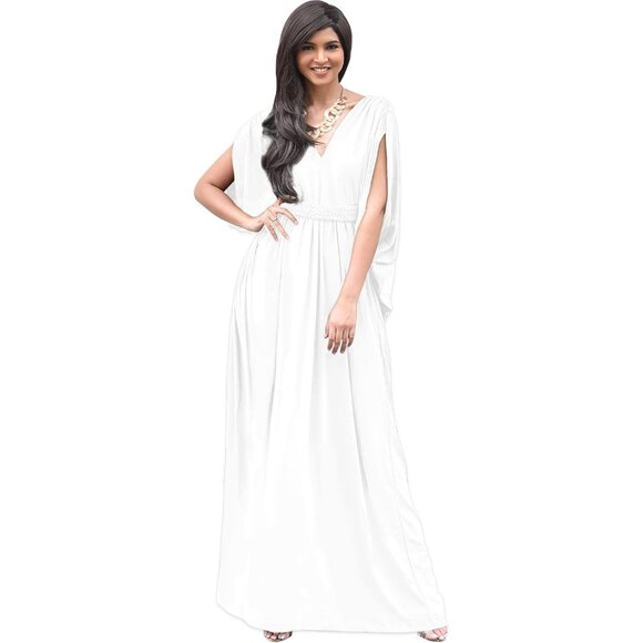 Women's Plus Size Maxi Dress Summer V-Neck Flowy Sleeveless Gown - Picture 1 of 5